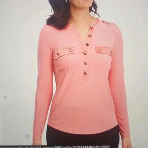 ELIE TAHARI SATIN TRIM INTERLOCK TWIST YARN KNIT TOP SIZE S